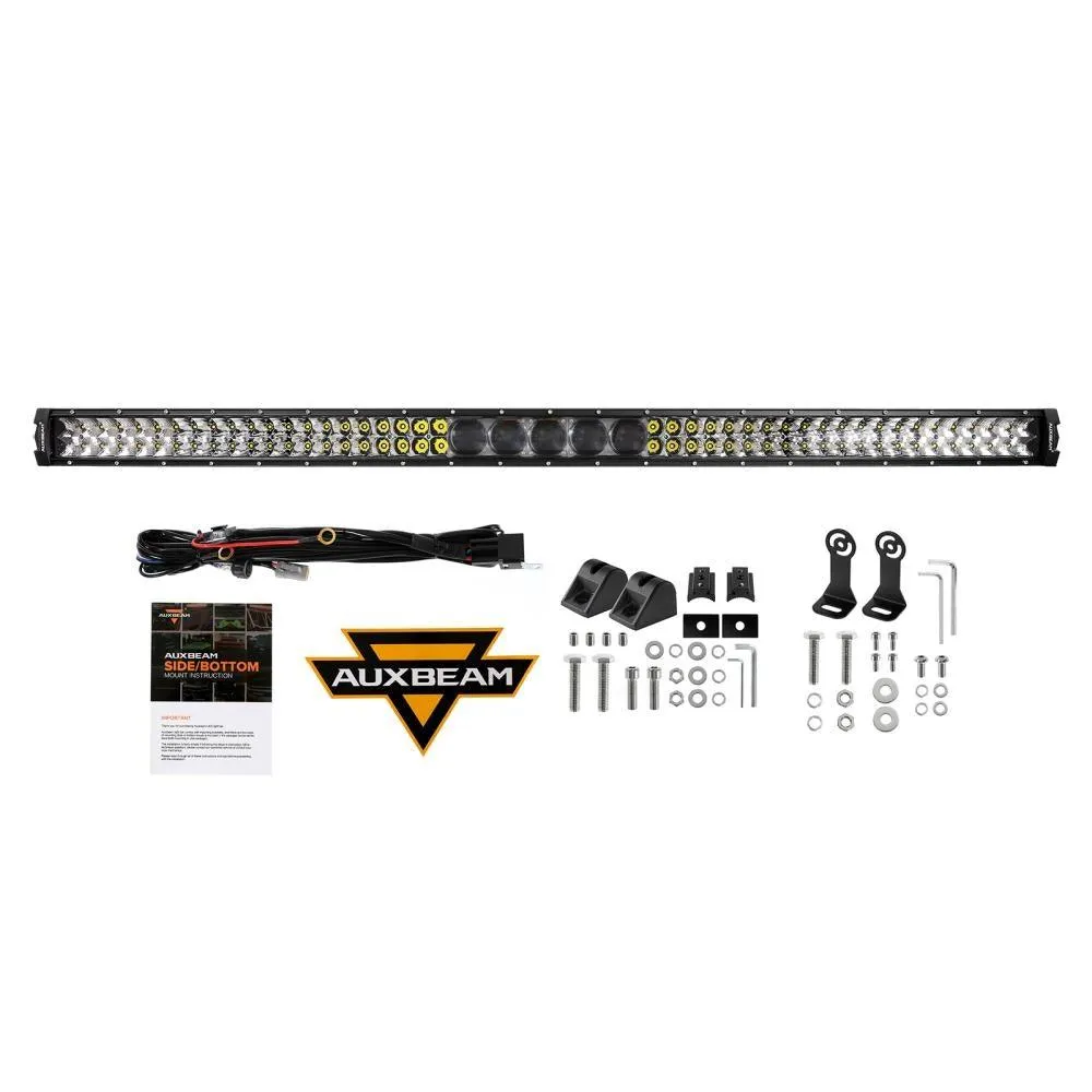 52" 5D-PRO Series LED Light Bars   3" 80W LED Pods Lights   52" Straight Light Bar 2 IN 1 Windshield Mounting Brackets for 2018-2021 Jeep Wrangler JL