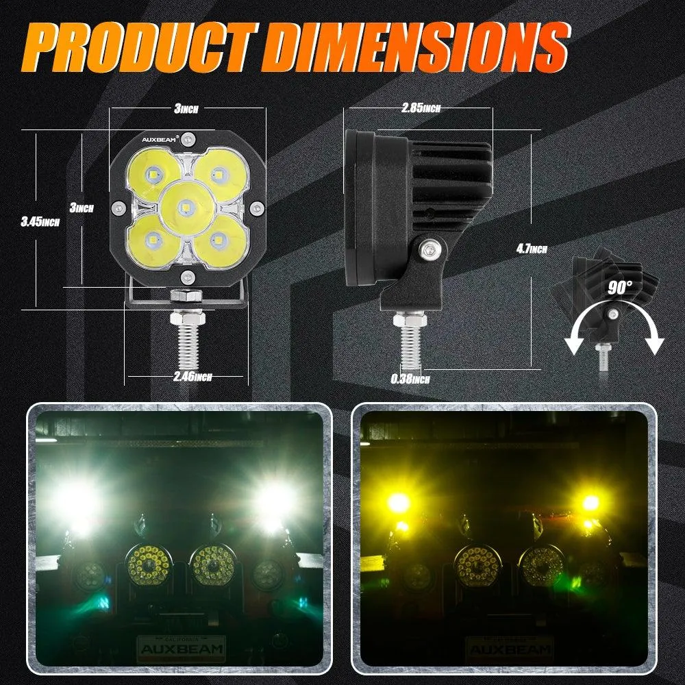 52" 5D-PRO Series LED Light Bars   3" 80W LED Pods Lights   52" Straight Light Bar 2 IN 1 Windshield Mounting Brackets for 2018-2021 Jeep Wrangler JL
