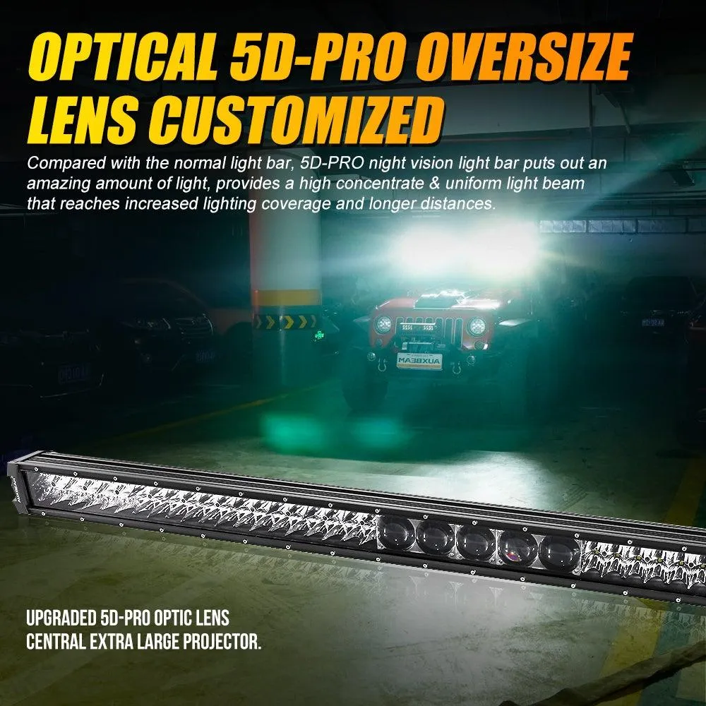 52" 5D-PRO Series LED Light Bars   3" 80W LED Pods Lights   52" Straight Light Bar 2 IN 1 Windshield Mounting Brackets for 2018-2021 Jeep Wrangler JL