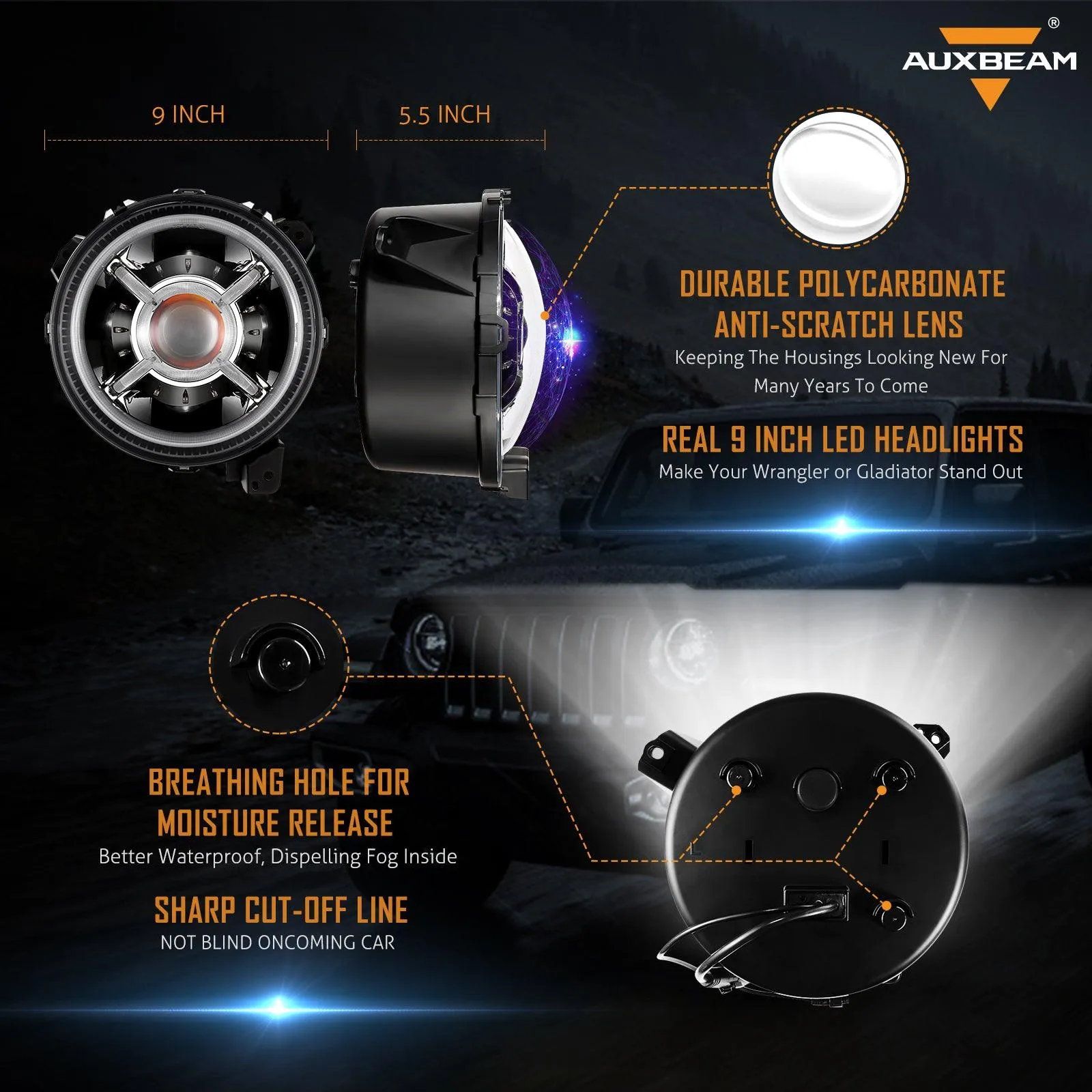 52" V-PRO Series RGBW LED Light Bar   9" Bluetooth controlled RGB Headlights with DRL for Jeep Wrangler JL JLU/ Jeep Gladiator JT