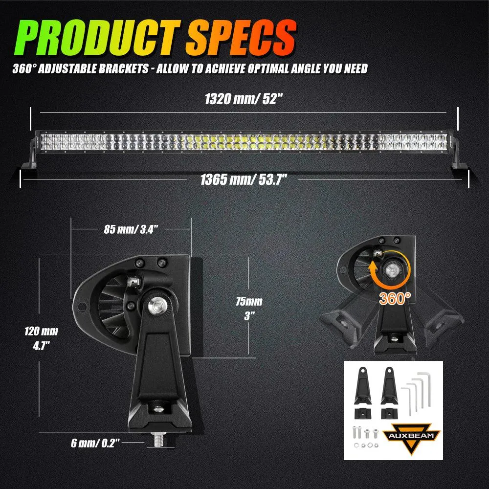 52" V-PRO Series RGBW LED Light Bar   9" Bluetooth controlled RGB Headlights with DRL for Jeep Wrangler JL JLU/ Jeep Gladiator JT