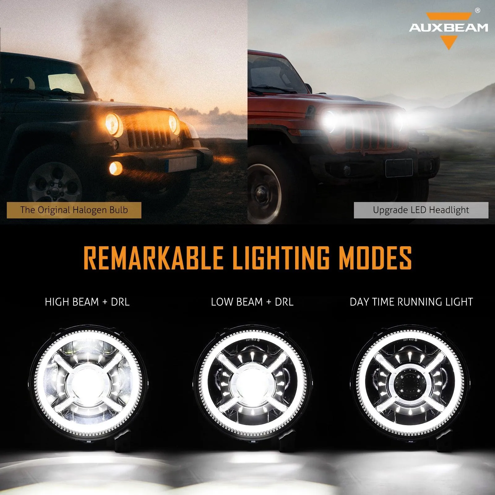 52" V-PRO Series RGBW LED Light Bar   9" Bluetooth controlled RGB Headlights with DRL for Jeep Wrangler JL JLU/ Jeep Gladiator JT
