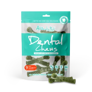 Altimate Pet Dog Dental Chews Infused with Mint & Chlorophyll - Mint Toothbrush Medium 9pcs