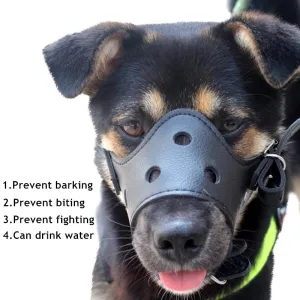 Anti-Bite Adjustable Soft Leather Dog Muzzle Mouth Cover