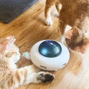 Best Cats Teaser Toys Interactive Electronic Turntable UFO Feather Stick Spinning