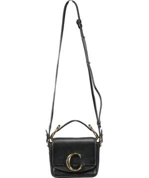 Chloé Black Chloe C - Mini In Black, Leather Crossbody bag