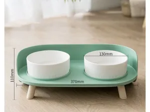 Half Moon Sofa Double Bowl Neck Guard Bowl Pet Bowl 37*19*11Cm