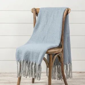 Heathered Blue Throw With Tassels