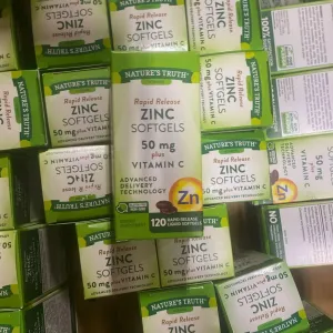 Nature's Truth Vitamins Rapid Release Zinc Softgels 50mg plus Vitamin C (40 Pcs Lot)