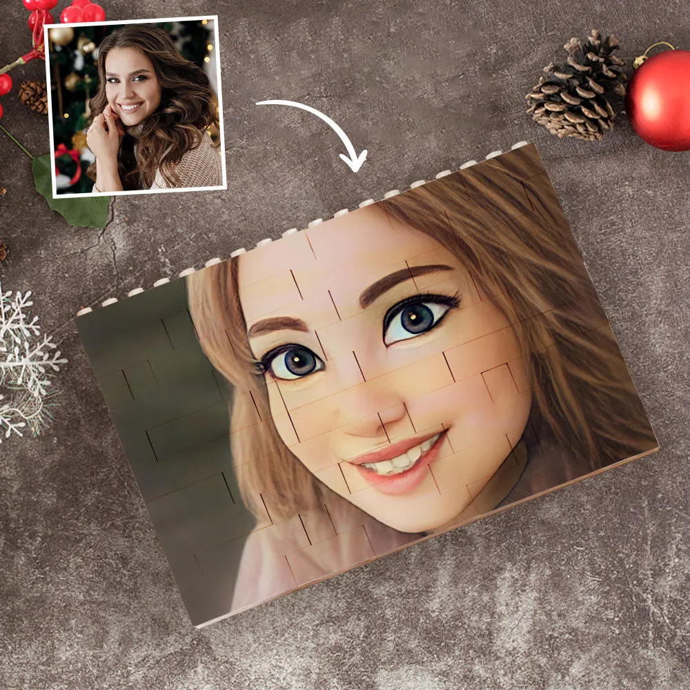 Personalised Building Bricks Custom Cartoon Avatar Horizontal Block Christmas Gifts