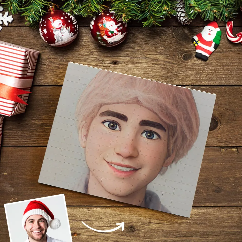 Personalised Building Bricks Custom Cartoon Avatar Horizontal Block Christmas Gifts