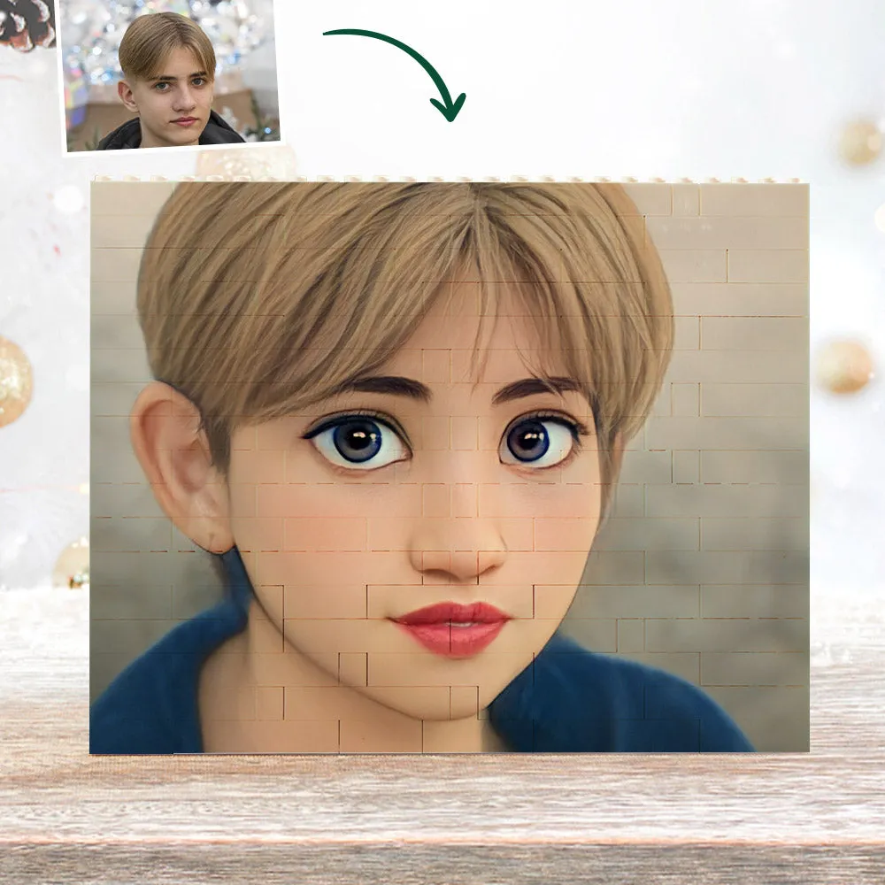Personalised Building Bricks Custom Cartoon Avatar Horizontal Block Christmas Gifts