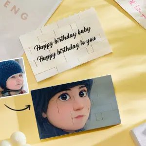 Personalised Building Bricks Custom Cartoon Avatar Horizontal Block Christmas Gifts