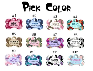Pet ID Tag Camo Personalized Custom Double Sided Pet Tag with name & number Petcollarshandmade