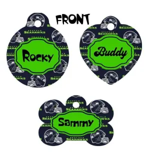 Pet ID Tag Seattle Seahawks NFL Personalized Custom Double Sided Pet Tag w/name Petcollarshandmade