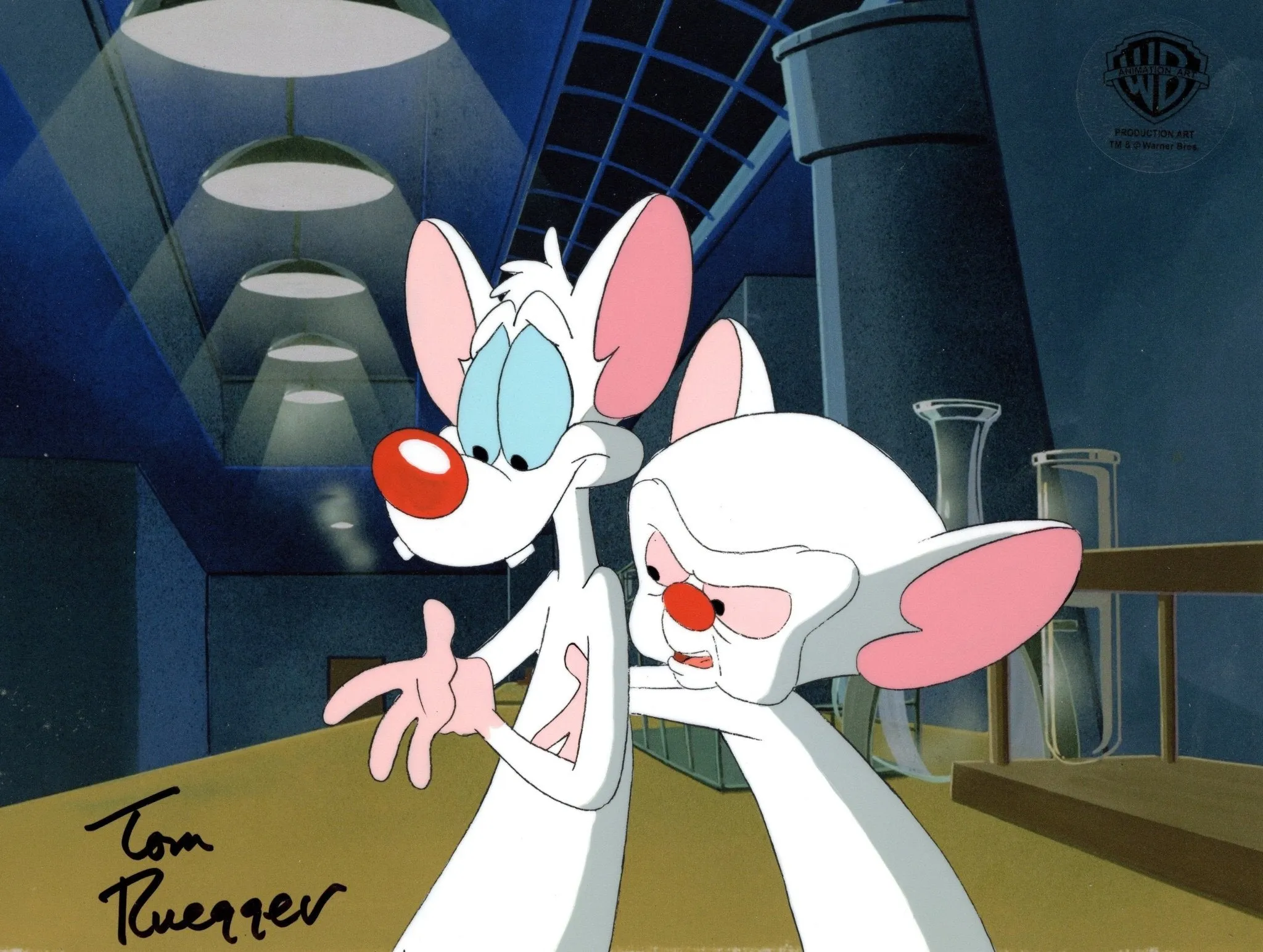 Pinky And The Brain Original Production Cel Signed by Tom Ruegger: Pinky and Brain