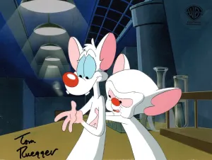 Pinky And The Brain Original Production Cel Signed by Tom Ruegger: Pinky and Brain
