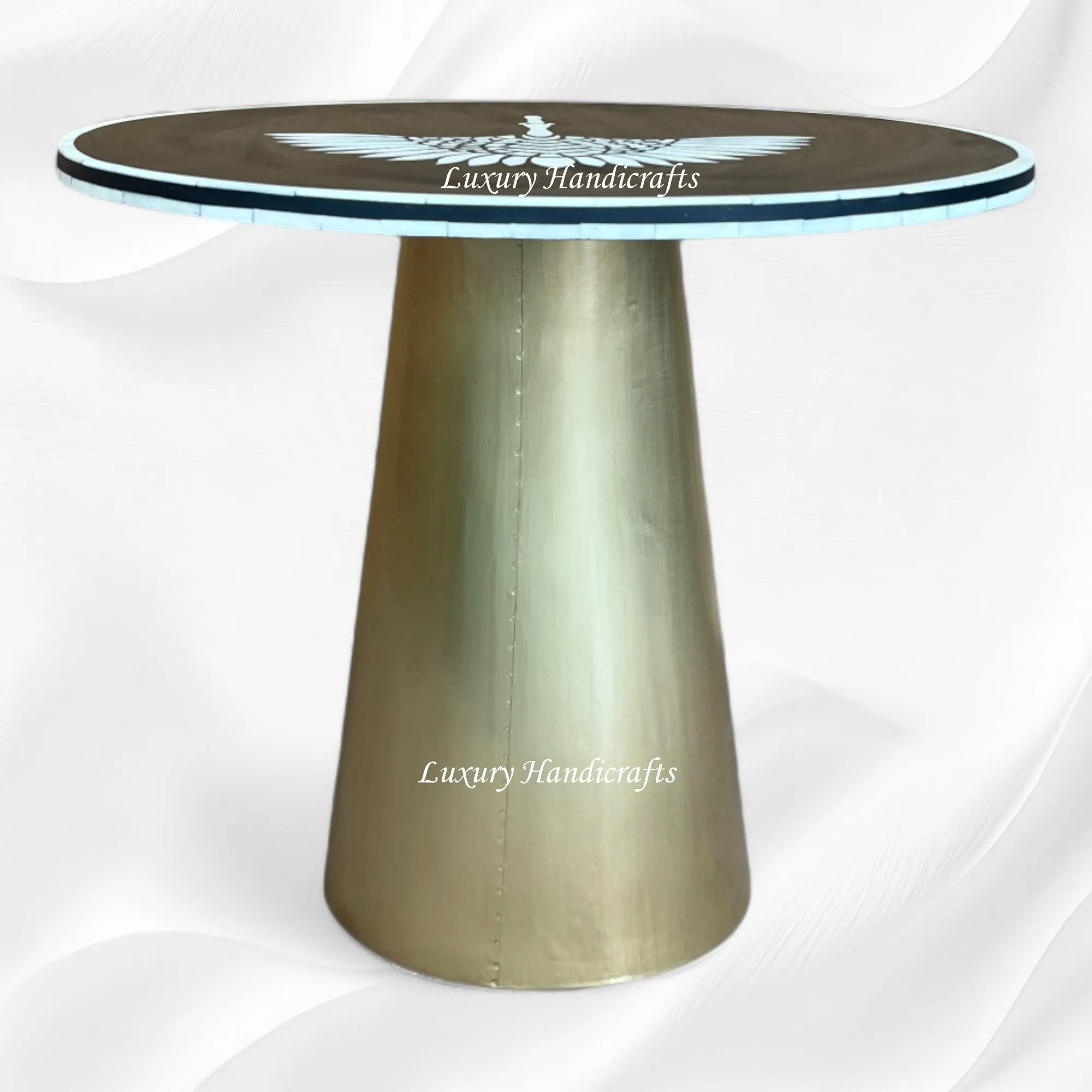Swan Bone Inlay Accent Table Black