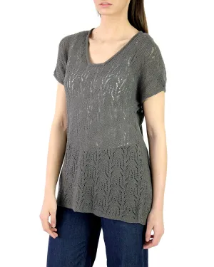 Trapezoid Pointelle Knit Tee